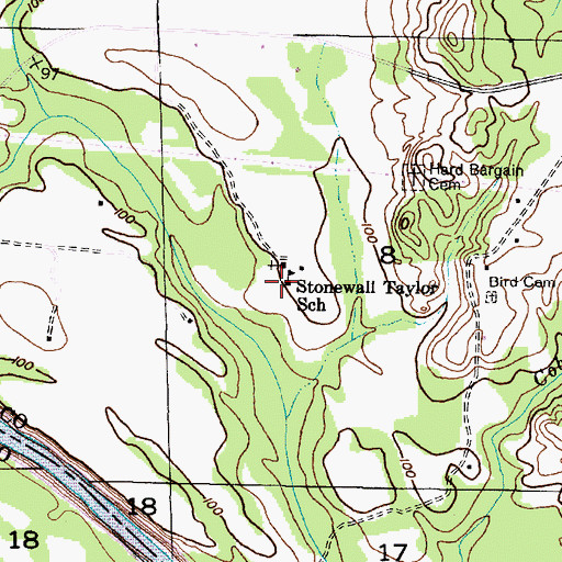 Topographic Map of Stonewall Taylor School (historical), AL