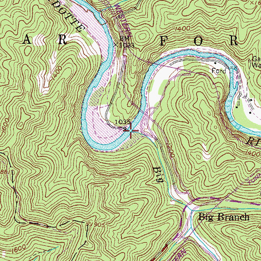 Topographic Map of Big Branch, WV