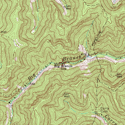 Topographic Map of Big Branch School (historical), WV