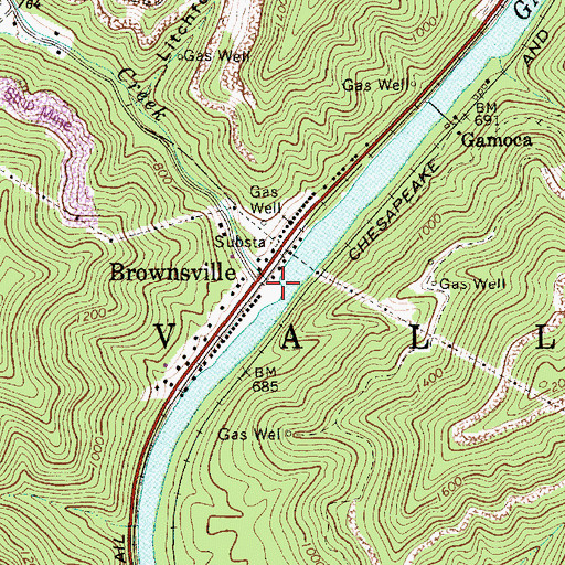 Topographic Map of Big Creek, WV