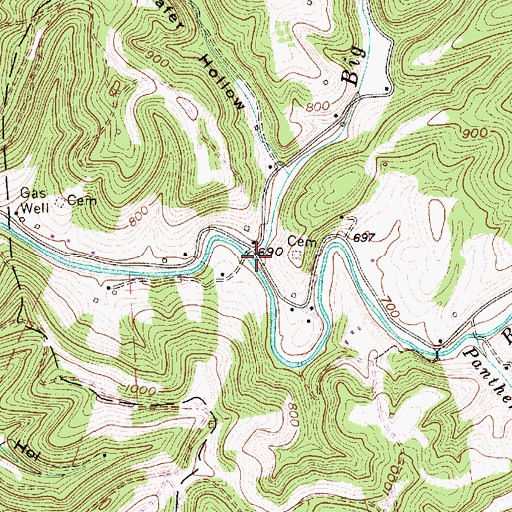 Topographic Map of Big Creek, WV