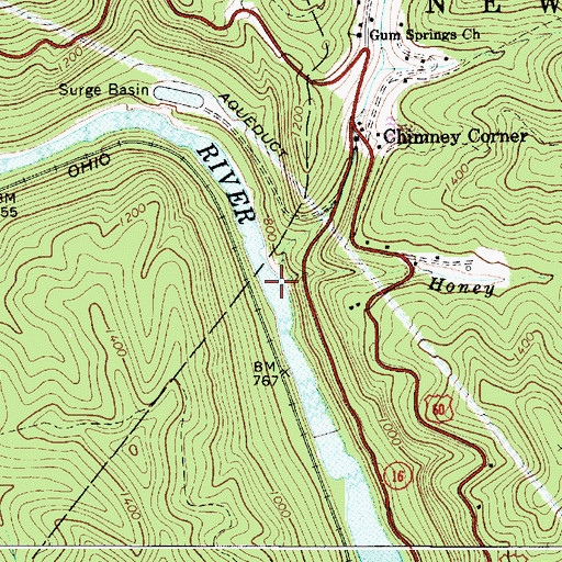 Topographic Map of Big Creek, WV