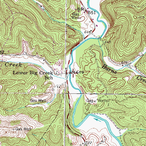 Topographic Map of Big Creek, WV