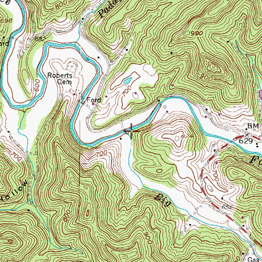 Topographic Map of Big Creek, WV