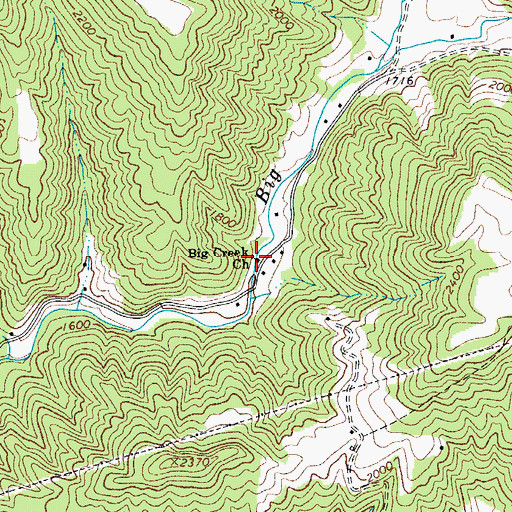 Topographic Map of Big Creek Church, WV