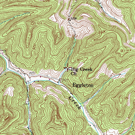 Topographic Map of Big Creek Church, WV