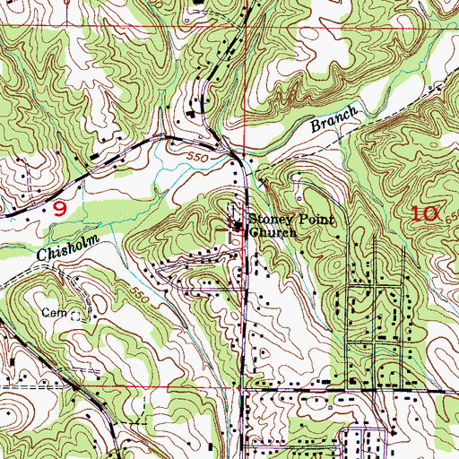 Topographic Map of Stoney Point Church of Christ, AL
