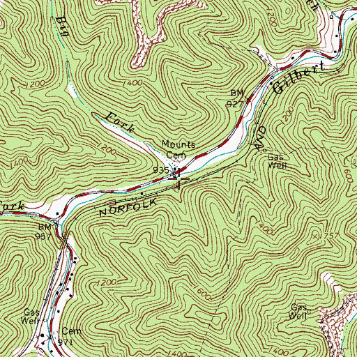 Topographic Map of Big Fork, WV