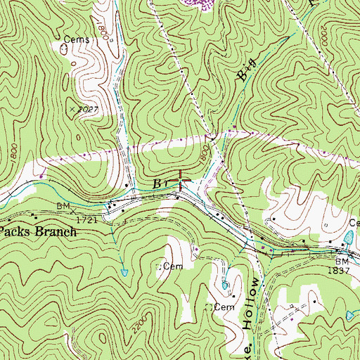 Topographic Map of Big Fork, WV