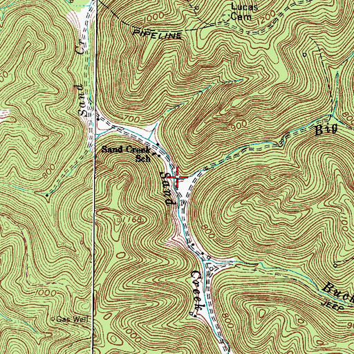 Topographic Map of Big Fork Sand Creek, WV