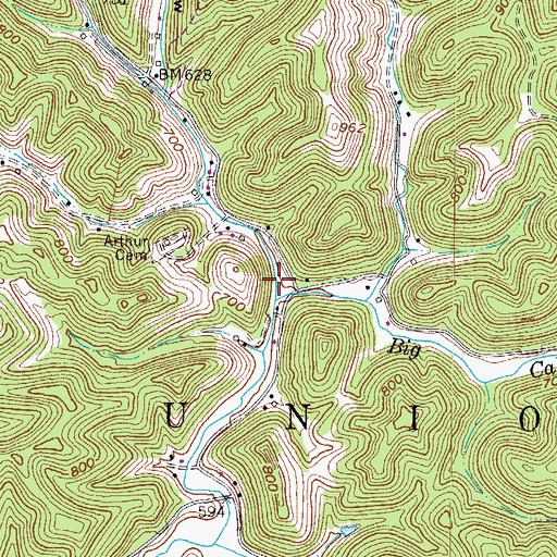 Topographic Map of Big Hill Hollow, WV