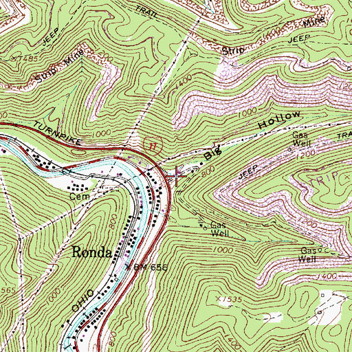 Topographic Map of Big Hollow, WV