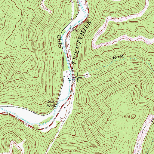 Topographic Map of Big Hollow, WV