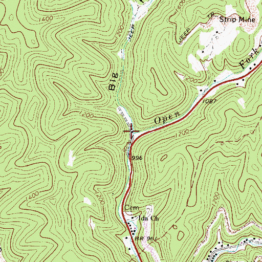 Topographic Map of Big Hollow, WV