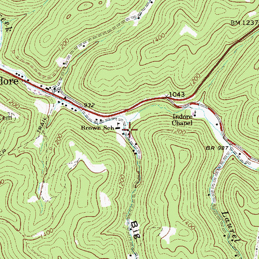 Topographic Map of Big Hollow, WV