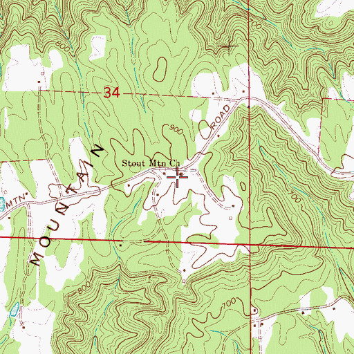 Topographic Map of Stout Mountain Missionary Baptist Church, AL