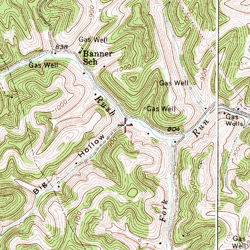 Topographic Map of Big Hollow, WV