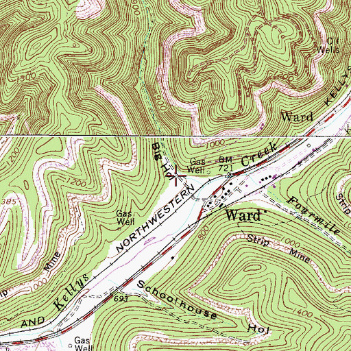 Topographic Map of Big Hollow, WV