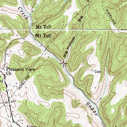 Topographic Map of Big Hollow, WV