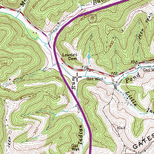 Topographic Map of Big Indian Run, WV
