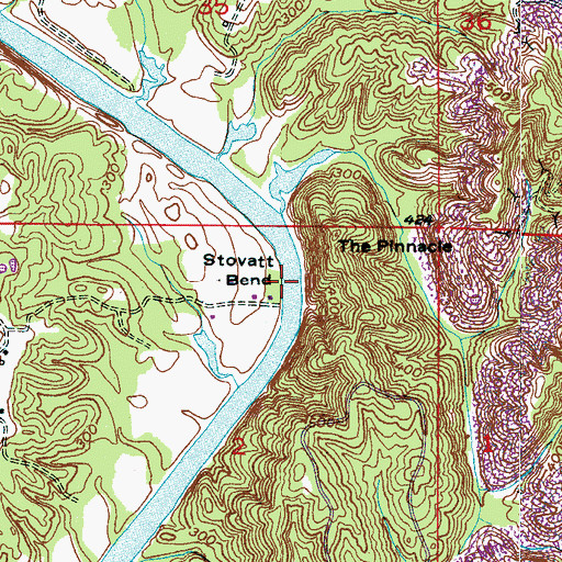 Topographic Map of Stovatt Bend, AL