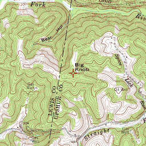 Topographic Map of Big Knob, WV