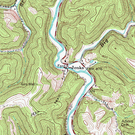 Topographic Map of Big Laurel Creek, WV