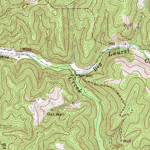 Topographic Map of Big Laurel Creek, WV