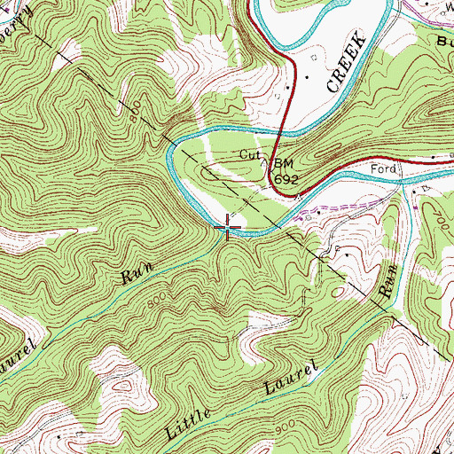 Topographic Map of Big Laurel Run, WV