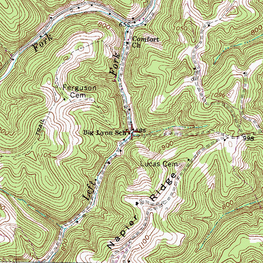 Topographic Map of Big Lynn School (historical), WV