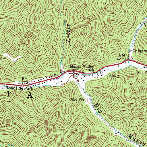 Topographic Map of Big Muncy Branch, WV