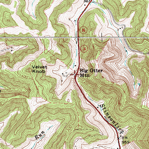 Topographic Map of Big Otter Mountain, WV