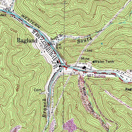 Topographic Map of Big Pigeonroost Branch, WV