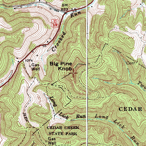 Topographic Map of Big Pine Knob, WV