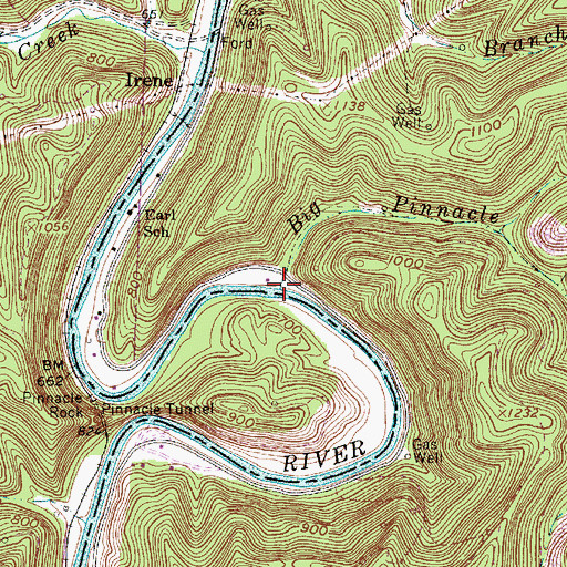 Topographic Map of Big Pinnacle Branch, WV