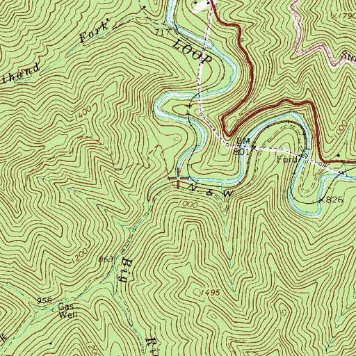 Topographic Map of Big Righthand Fork, WV