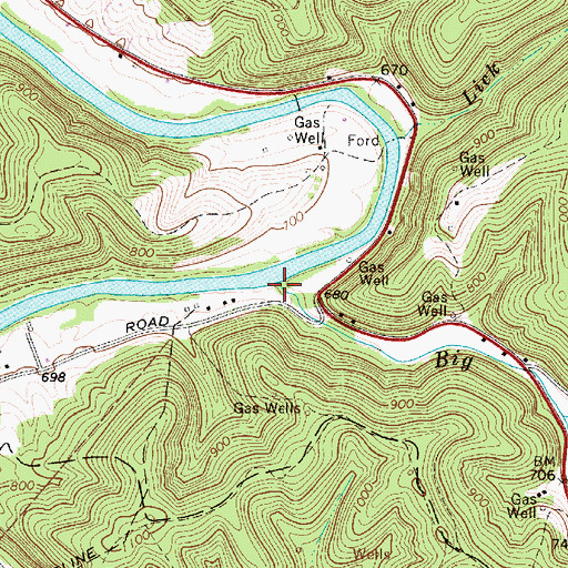 Topographic Map of Big Root Run, WV