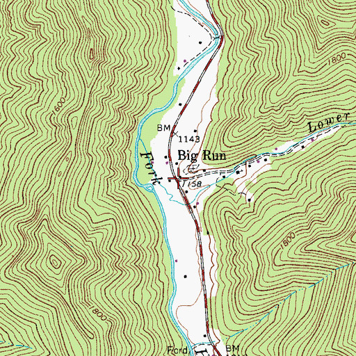 Topographic Map of Big Run, WV
