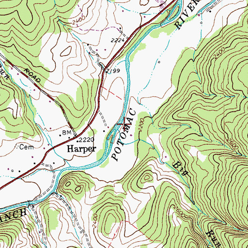 Topographic Map of Big Run, WV