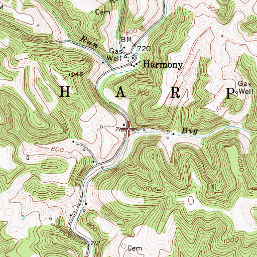 Topographic Map of Big Run, WV