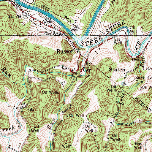 Topographic Map of Big Run, WV