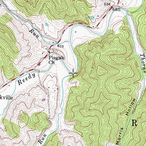 Topographic Map of Big Run, WV