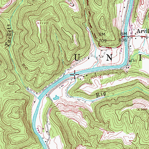 Topographic Map of Big Run, WV