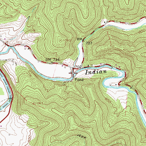 Topographic Map of Big Run, WV