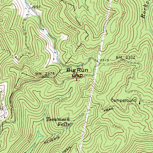 Topographic Map of Big Run Gap, WV
