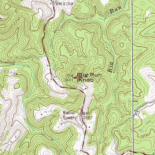 Topographic Map of Big Run Knob, WV