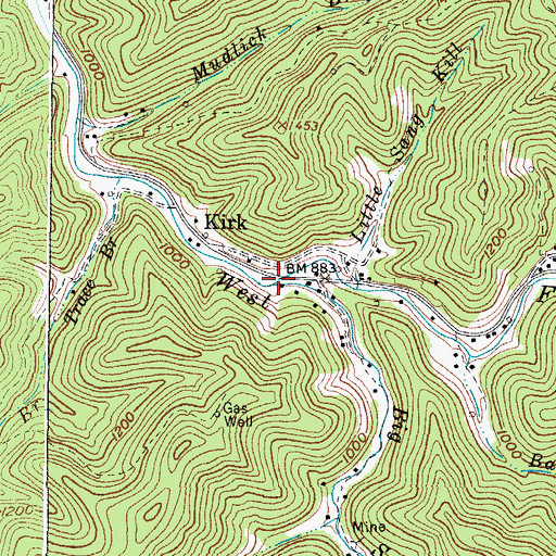 Topographic Map of Big Sang Kill, WV