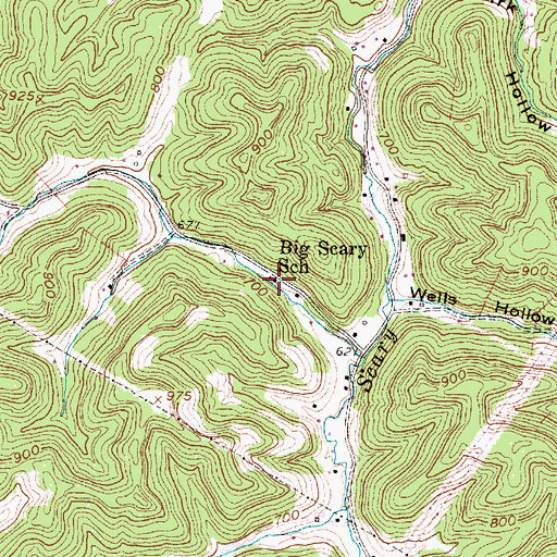 Topographic Map of Big Scary School (historical), WV