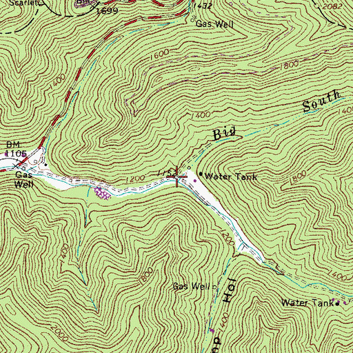 Topographic Map of Big South Branch, WV