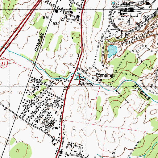 Topographic Map of Big Spring, WV